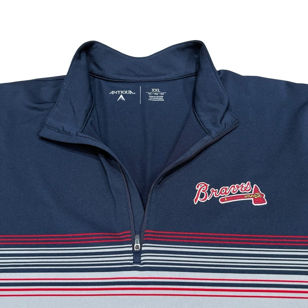 Antiga Mens XXL 1/4‎ Zip Pullover featuring Atlanta Braves Logo